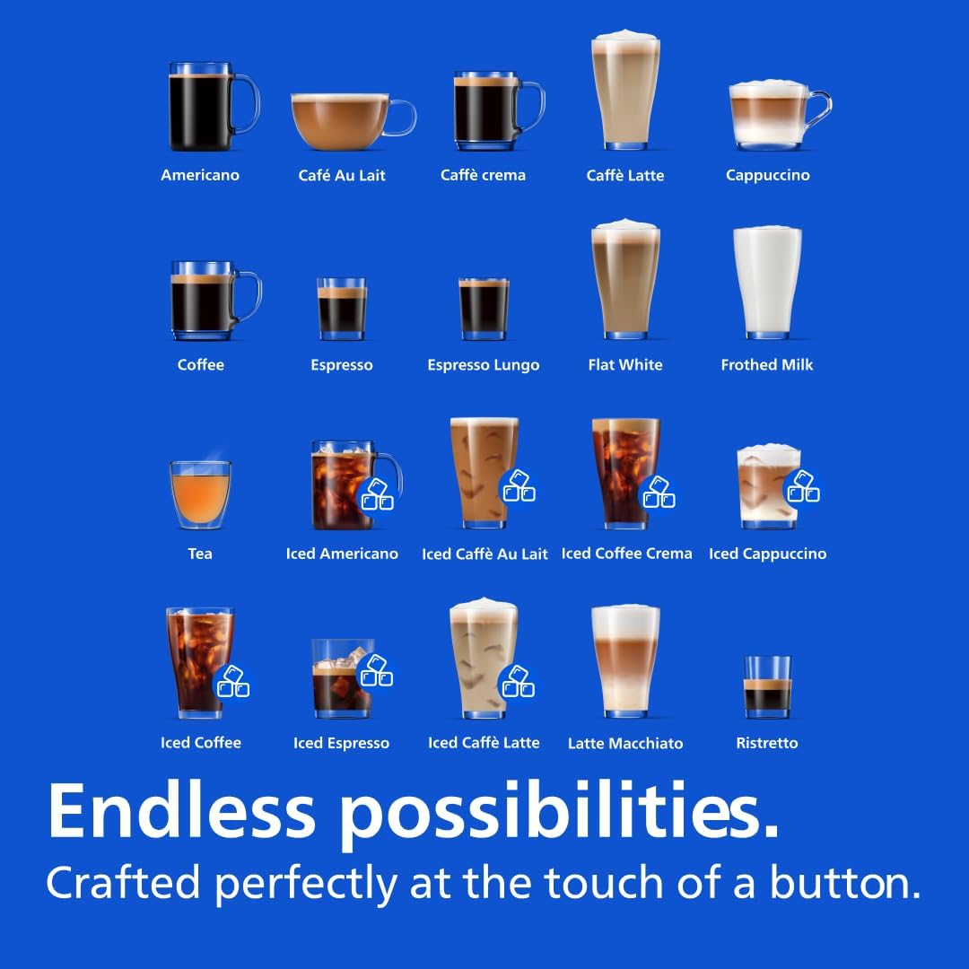PHILIPS 5500 Series Fully Automatic Espresso Machine, LatteGo Milk System | 20 Hot & Iced Coffee Pre-Sets customize coffee strength, milk and cup size, QuickStart, ceramic grinder, 15 bars EP5544/94)