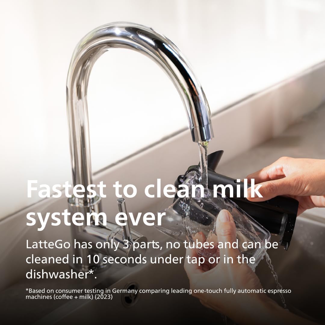 PHILIPS 5500 Series Fully Automatic Espresso Machine, LatteGo Milk System | 20 Hot & Iced Coffee Pre-Sets customize coffee strength, milk and cup size, QuickStart, ceramic grinder, 15 bars EP5544/94)