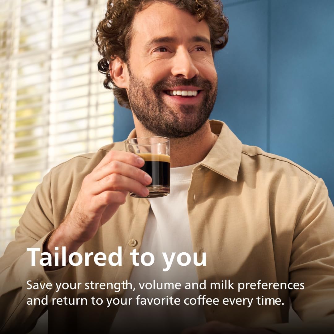 PHILIPS 5500 Series Fully Automatic Espresso Machine, LatteGo Milk System | 20 Hot & Iced Coffee Pre-Sets customize coffee strength, milk and cup size, QuickStart, ceramic grinder, 15 bars EP5544/94)
