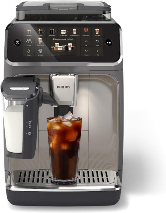 PHILIPS 5500 Series Fully Automatic Espresso Machine, LatteGo Milk System | 20 Hot & Iced Coffee Pre-Sets customize coffee strength, milk and cup size, QuickStart, ceramic grinder, 15 bars EP5544/94)