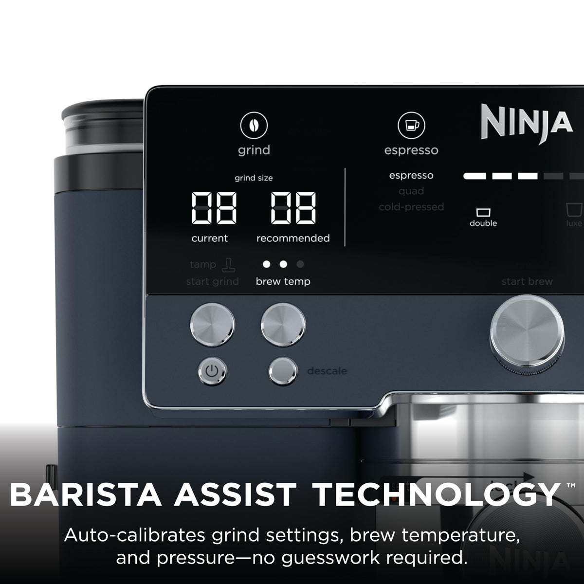 Ninja Luxe Café Premier 3-in-1 Espresso Machine, Drip Coffee, & Cold Brew | Built-in Grinder, Hands-Free Milk Frother, and Assisted Tamper for Cappuccinos & Lattes, Stainless Steel, ES601