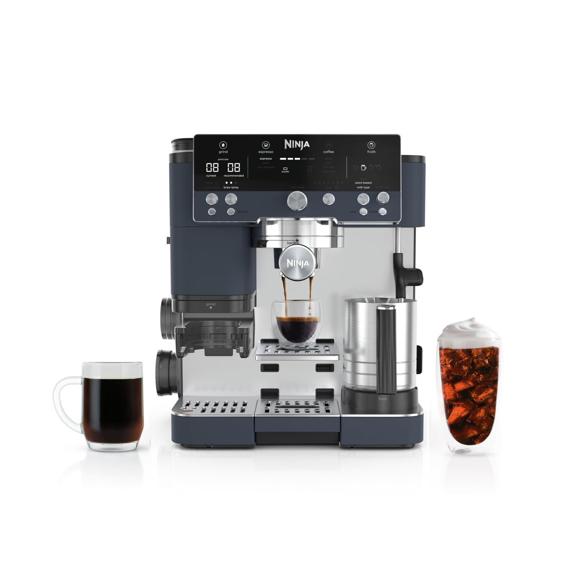 Ninja Luxe Café Premier 3-in-1 Espresso Machine, Drip Coffee, & Cold Brew | Built-in Grinder, Hands-Free Milk Frother, and Assisted Tamper for Cappuccinos & Lattes, Stainless Steel, ES601