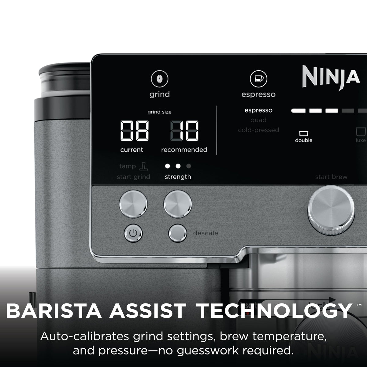 Ninja Luxe Café Premier 3-in-1 Espresso Machine, Drip Coffee, & Cold Brew | Built-in Grinder, Hands-Free Milk Frother, and Assisted Tamper for Cappuccinos & Lattes, Stainless Steel, ES601