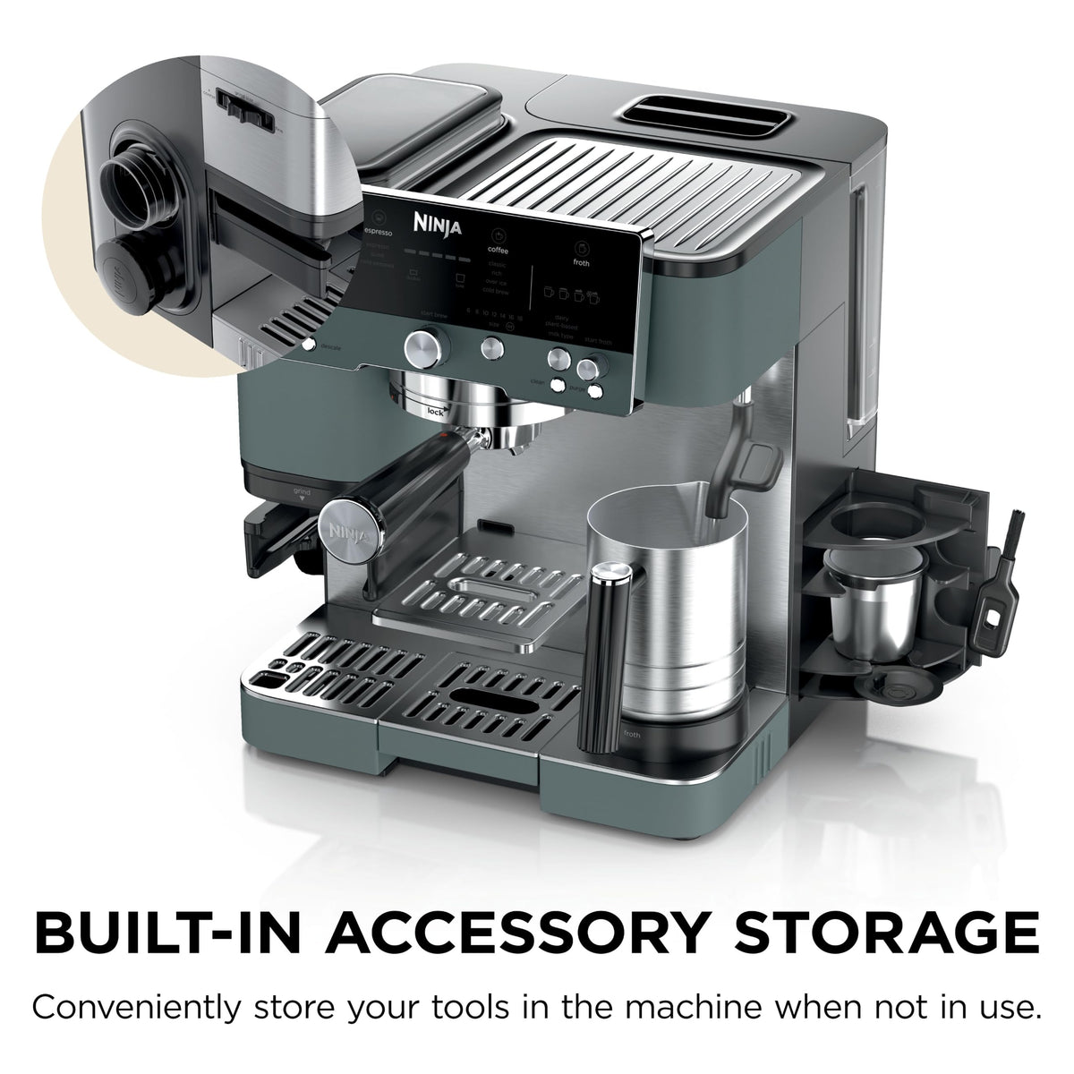 Ninja Luxe Café Premier 3-in-1 Espresso Machine, Drip Coffee, & Cold Brew | Built-in Grinder, Hands-Free Milk Frother, and Assisted Tamper for Cappuccinos & Lattes, Stainless Steel, ES601