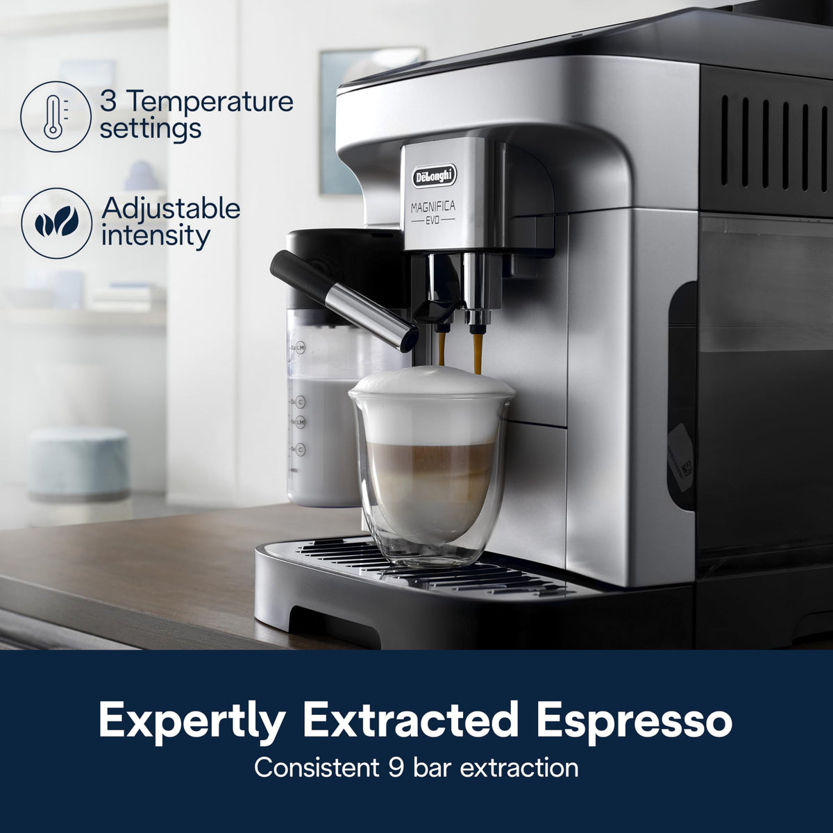 De'Longhi Magnifica Duo Automatic Espresso Machine, Milk Frother, Silver | #1 Worldwide Espresso Machine Maker, 20 One-Touch Recipes, Hot & Cold Milk Frother, Built-In Grinder, Touchscreen Display