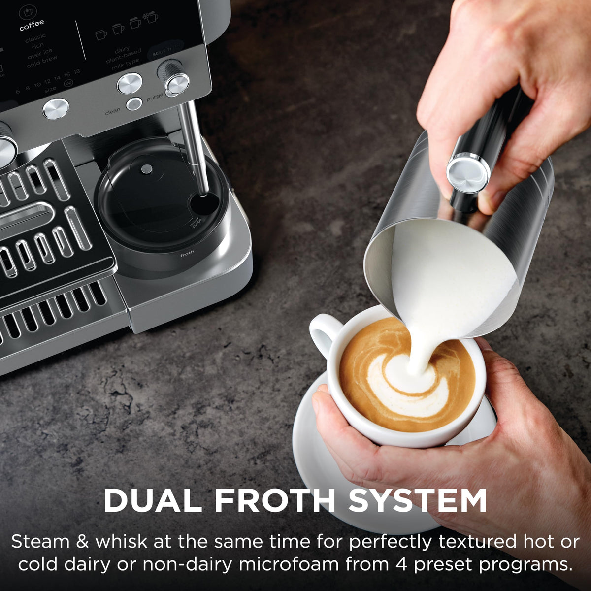 Ninja Luxe Café Premier 3-in-1 Espresso Machine, Drip Coffee, & Cold Brew | Built-in Grinder, Hands-Free Milk Frother, and Assisted Tamper for Cappuccinos & Lattes, Stainless Steel, ES601