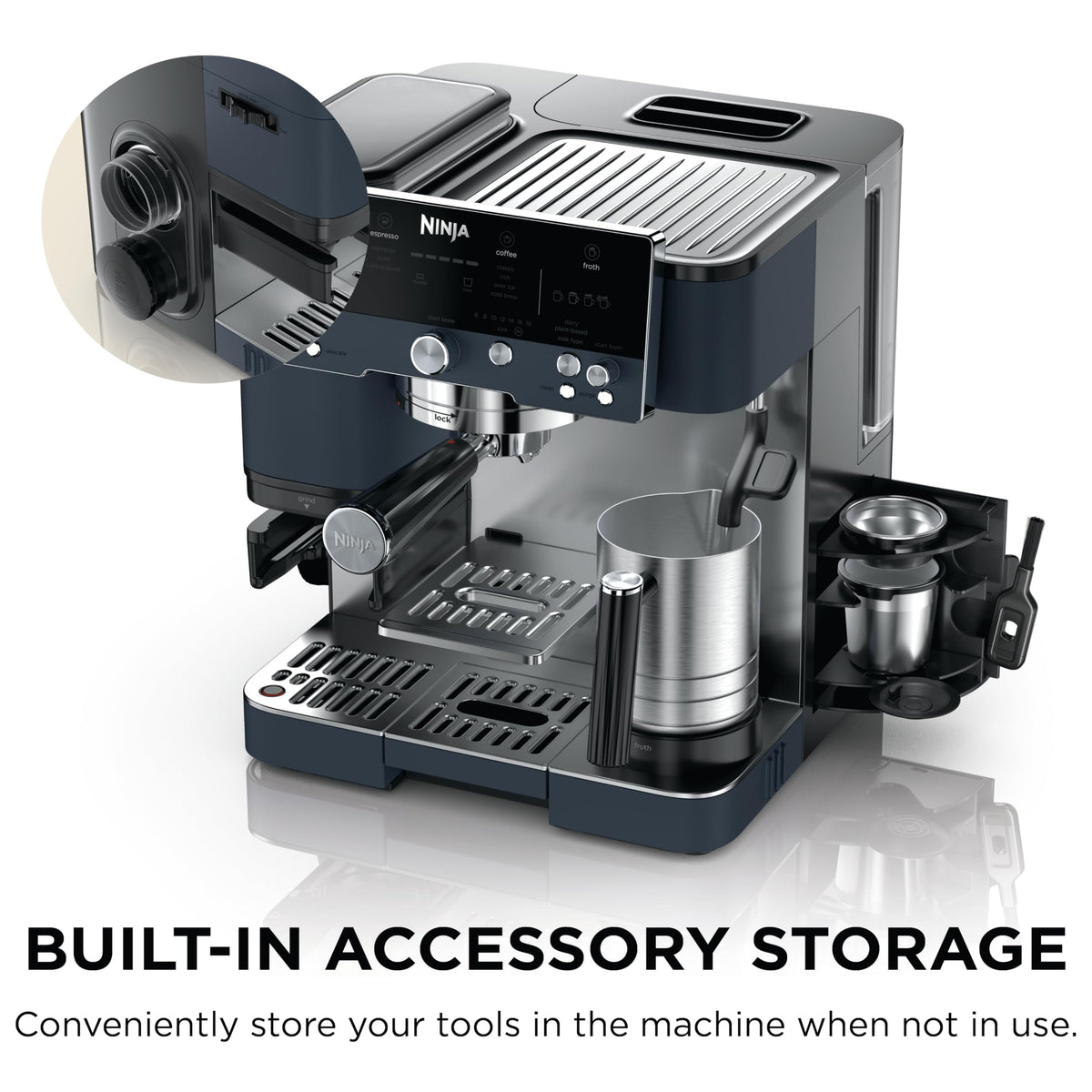 Ninja Luxe Café Premier 3-in-1 Espresso Machine, Drip Coffee, & Cold Brew | Built-in Grinder, Hands-Free Milk Frother, and Assisted Tamper for Cappuccinos & Lattes, Stainless Steel, ES601