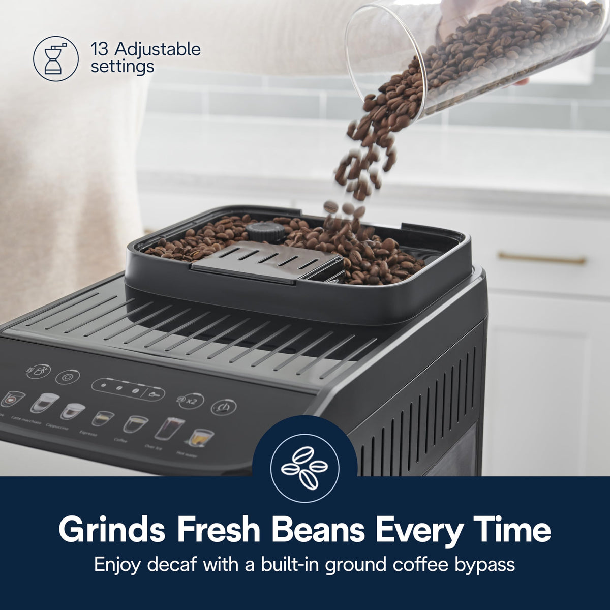 De'Longhi Magnifica Duo Automatic Espresso Machine, Milk Frother, Silver | #1 Worldwide Espresso Machine Maker, 20 One-Touch Recipes, Hot & Cold Milk Frother, Built-In Grinder, Touchscreen Display